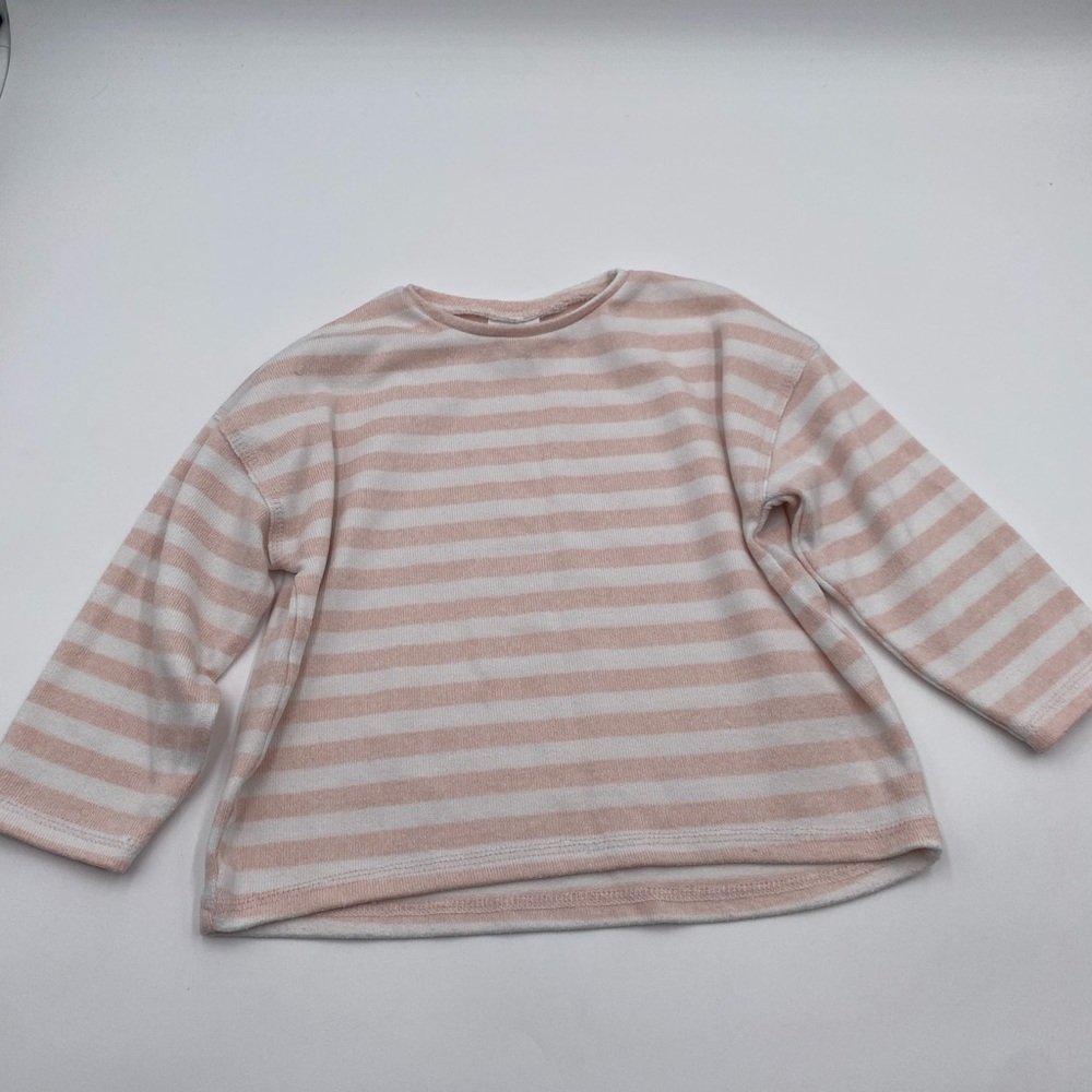 Zara Baby Pink and White Striped Pullover